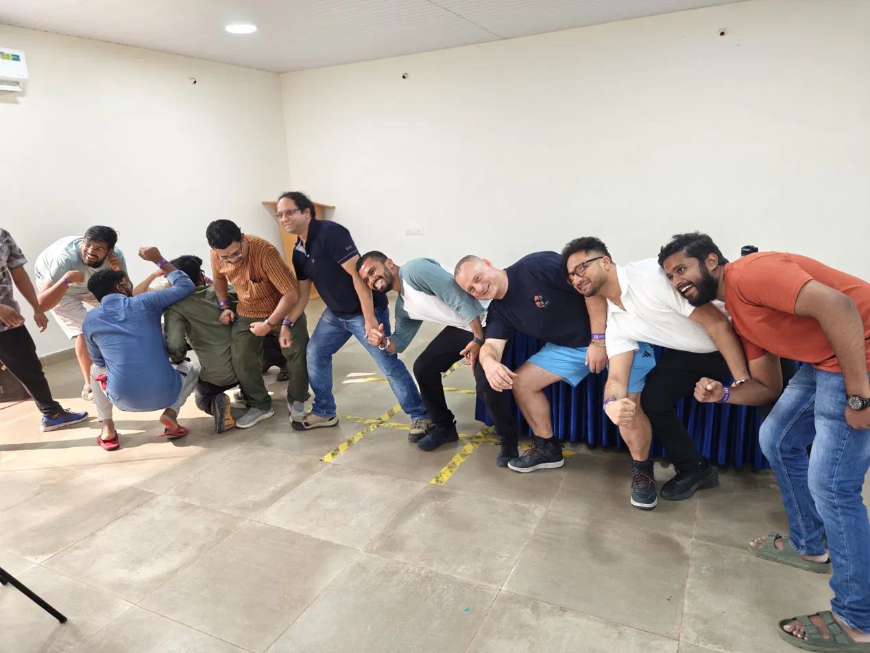 A team trust exercise during an offsite